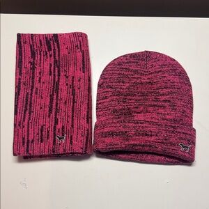 Victoria's Secret Pink Knit Beanie Scarf set NWOT